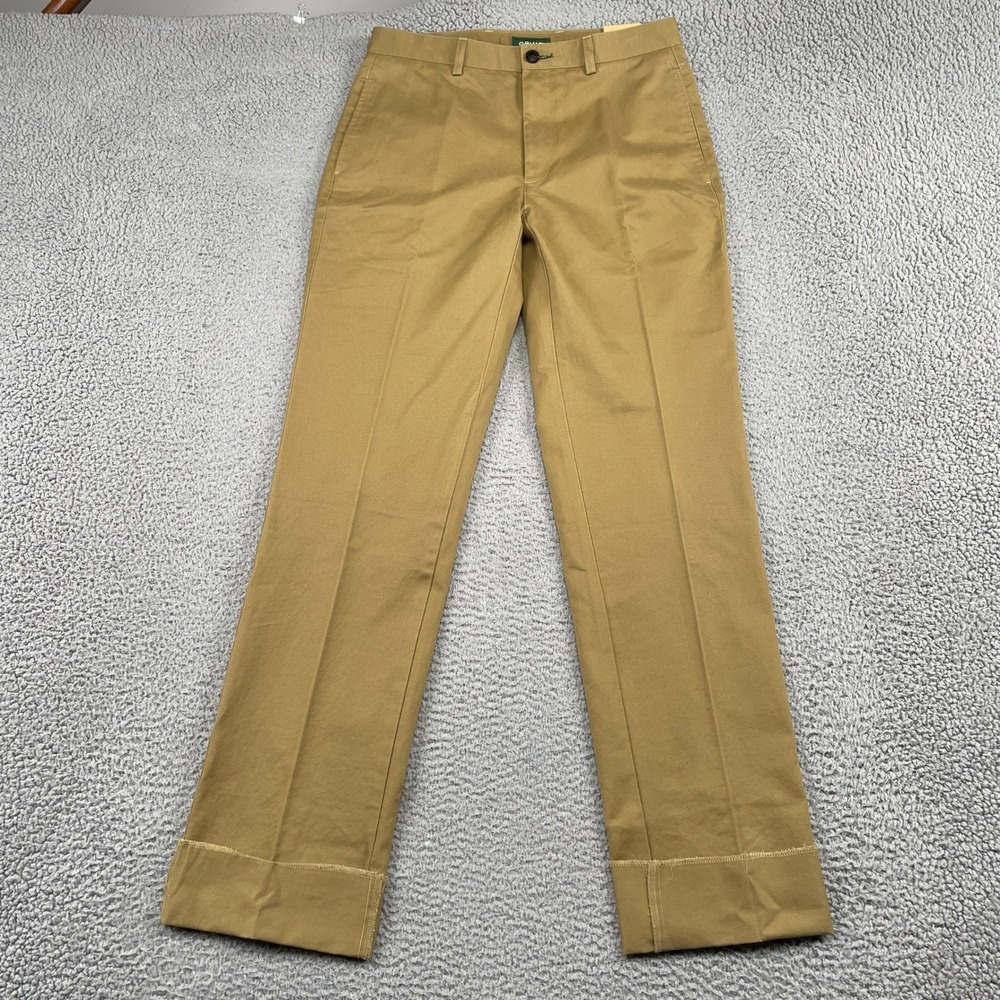 Orvis Pants Mens 33 Tan Ultimate Khaki Plain Unhemmed Flat Front Cotton 8K4Y